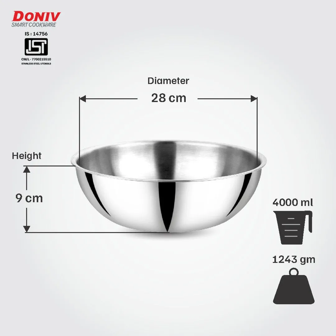 VINOD Doniv Titanium Triply Stainless Steel Tasla 28 cms, 4.00 Liter Capacity, Induction Friendly