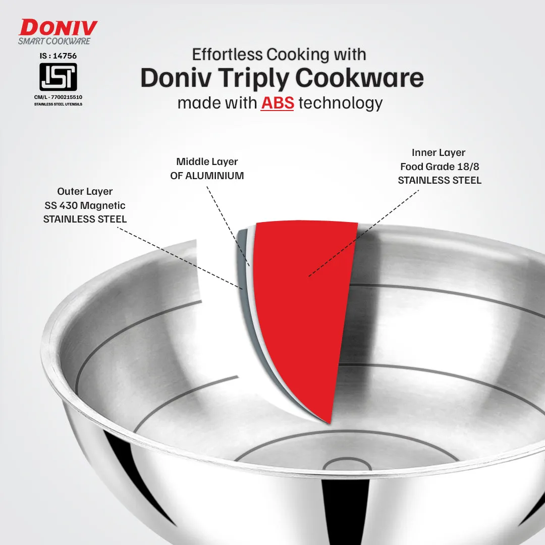 VINOD Doniv Titanium Triply Stainless Steel Tasla 28 cms, 4.00 Liter Capacity, Induction Friendly