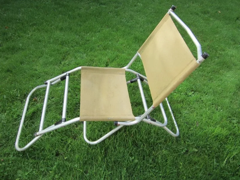 Vintage Canvas And Aluminium Adjustable Carp Fishing Chair.