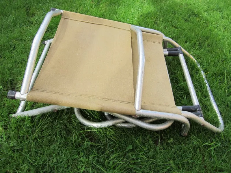 Vintage Canvas And Aluminium Adjustable Carp Fishing Chair.