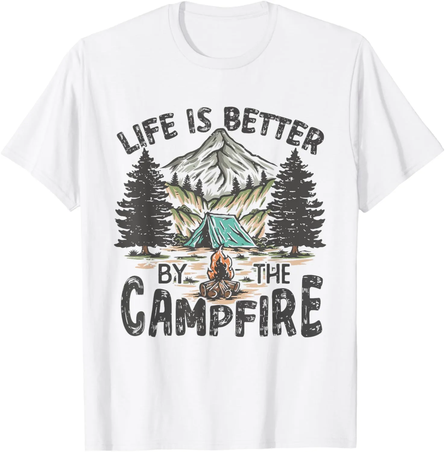 Vintage Retro Life is Better Around The Campfire Camping T-Shirt