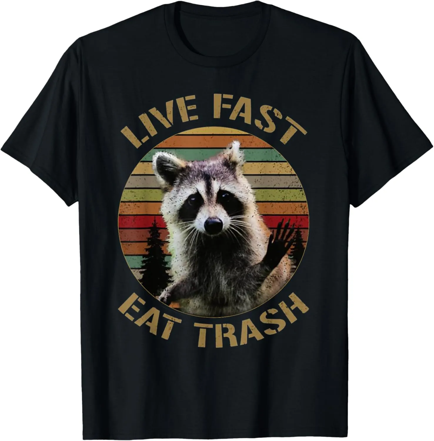 Vintage retro live fast eat trash racoon shirt for women men T-Shirt