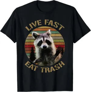 Vintage retro live fast eat trash racoon shirt for women men T-Shirt