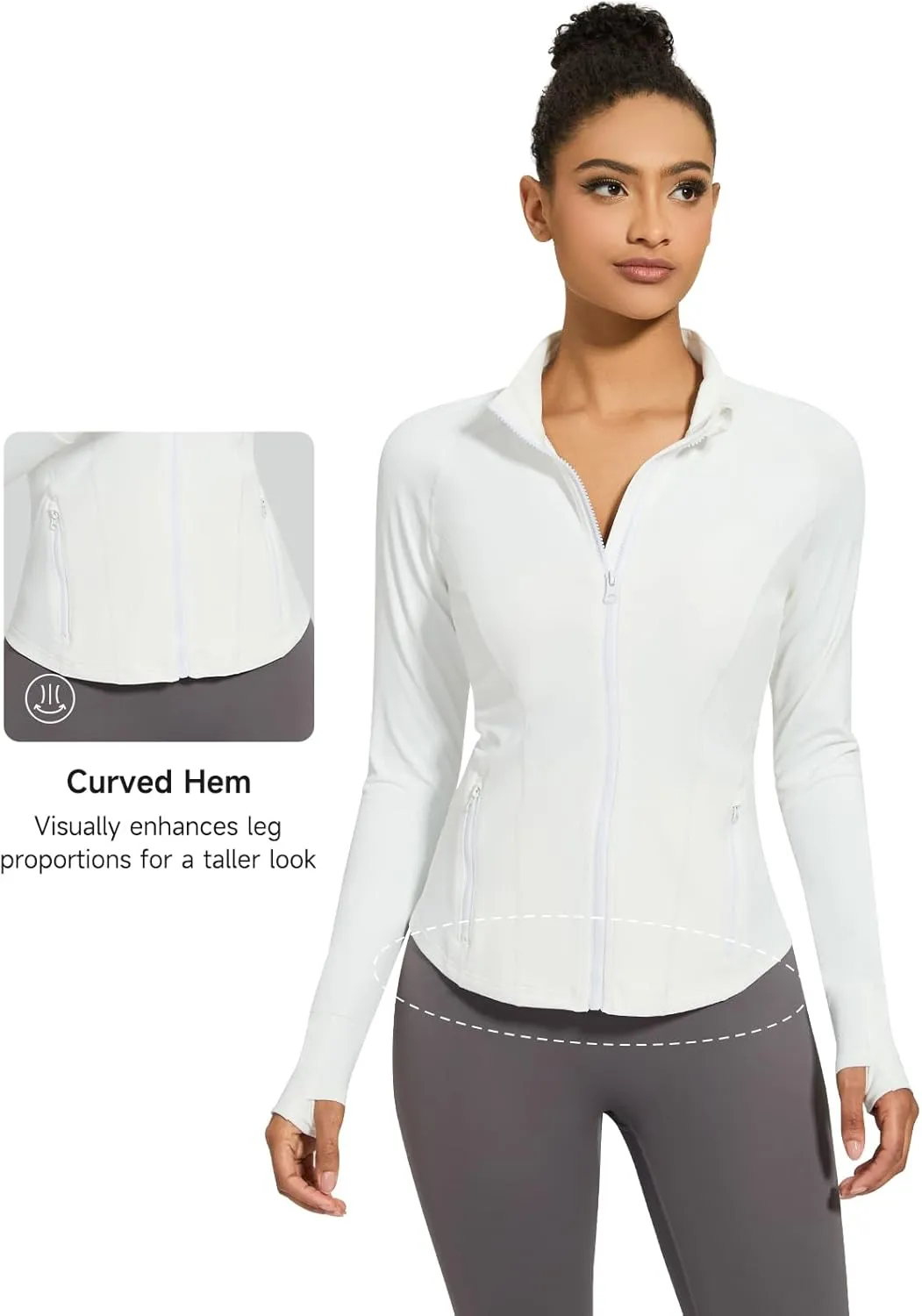 VUTRU Women's Zip Up Workout Jackets Lightweight Running Jackets Slim Fit Athletic Yoga Jacket with Pockets
