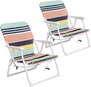 Webbed Patio Lawn Chairs Beach Chairs 2 Packs,Small Size for Lady or Kids,Lightweight, Sturdy, Comfortable, Portable, and Stylish Folding Chairs for Yard, Garden (Multi-Color