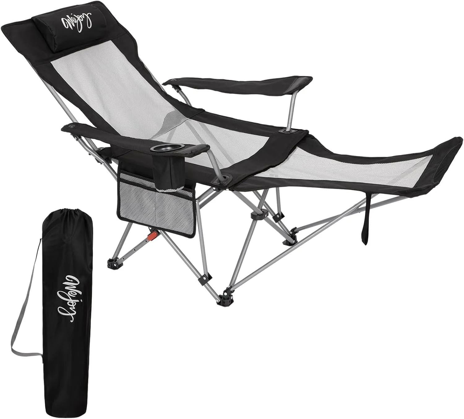 #WEJOY 2-in-1 Reclining Camping Chair with Footrest for Adults Folding Lounge Chair with Adjustable Backrest Lightweight Camping Chairs Heavy Duty Camp Chairs for Outdoor