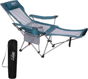 #WEJOY 2-in-1 Reclining Camping Chair with Footrest for Adults Folding Lounge Chair with Adjustable Backrest Lightweight Camping Chairs Heavy Duty Camp Chairs for Outdoor