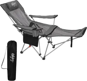 #WEJOY 2-in-1 Reclining Camping Chair with Footrest for Adults Folding Lounge Chair with Adjustable Backrest Lightweight Camping Chairs Heavy Duty Camp Chairs for Outdoor