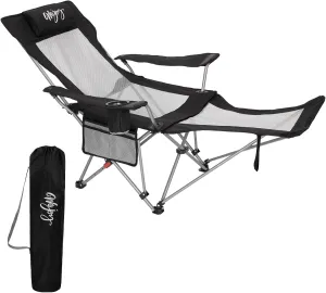 #WEJOY 2-in-1 Reclining Camping Chair with Footrest for Adults Folding Lounge Chair with Adjustable Backrest Lightweight Camping Chairs Heavy Duty Camp Chairs for Outdoor