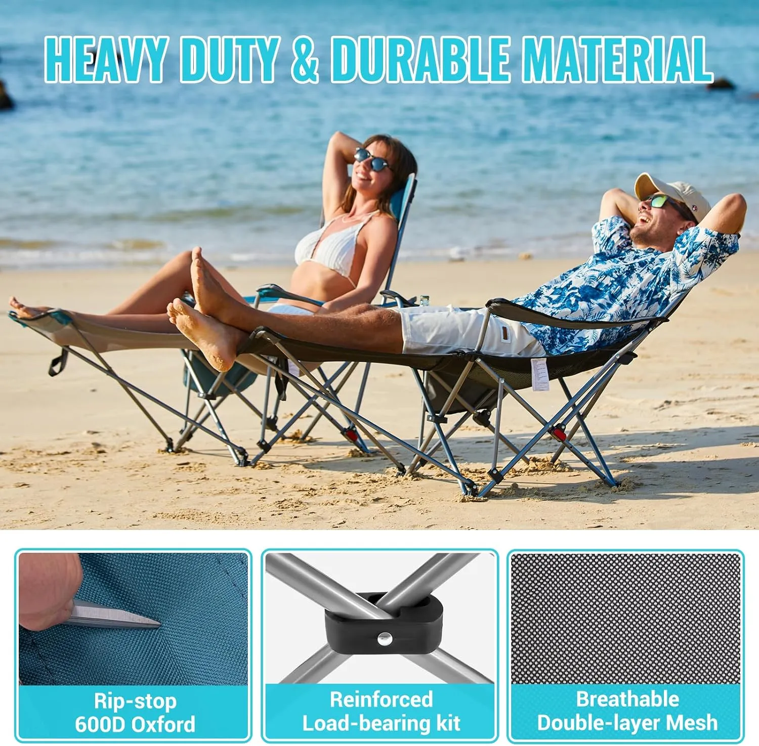 #WEJOY 2-in-1 Reclining Camping Chair with Footrest for Adults Folding Lounge Chair with Adjustable Backrest Lightweight Camping Chairs Heavy Duty Camp Chairs for Outdoor