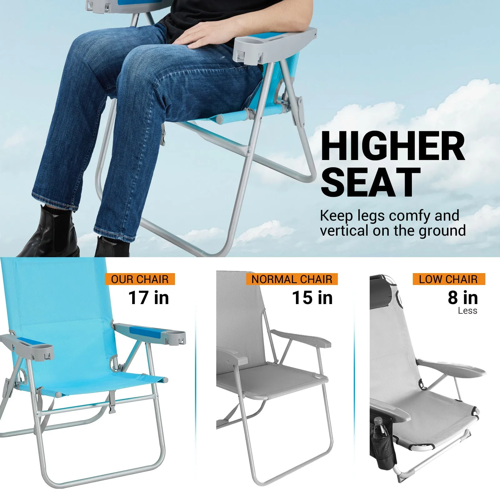 WEJOY Adjustable Beach Chair H