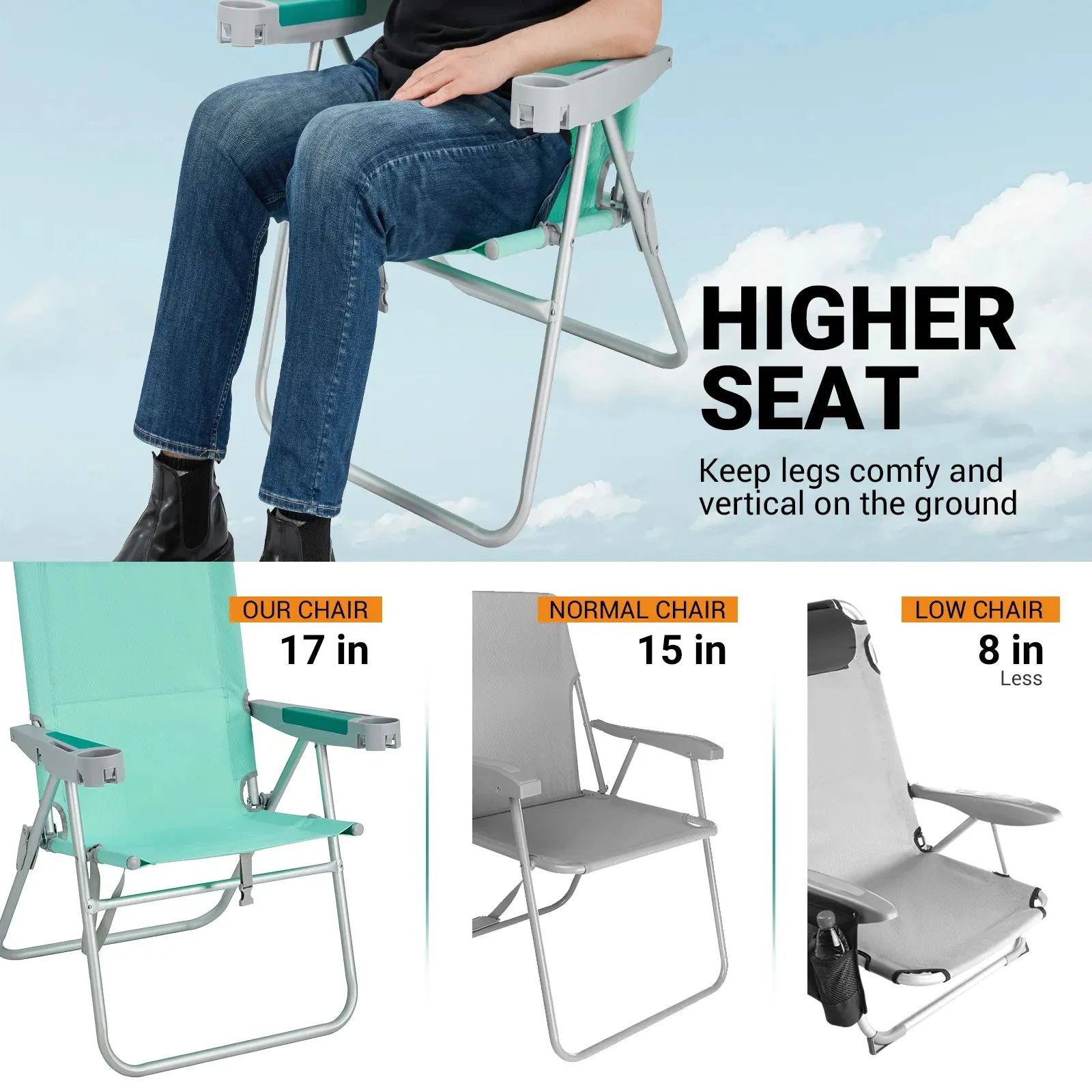 WEJOY Adjustable Beach Chair H
