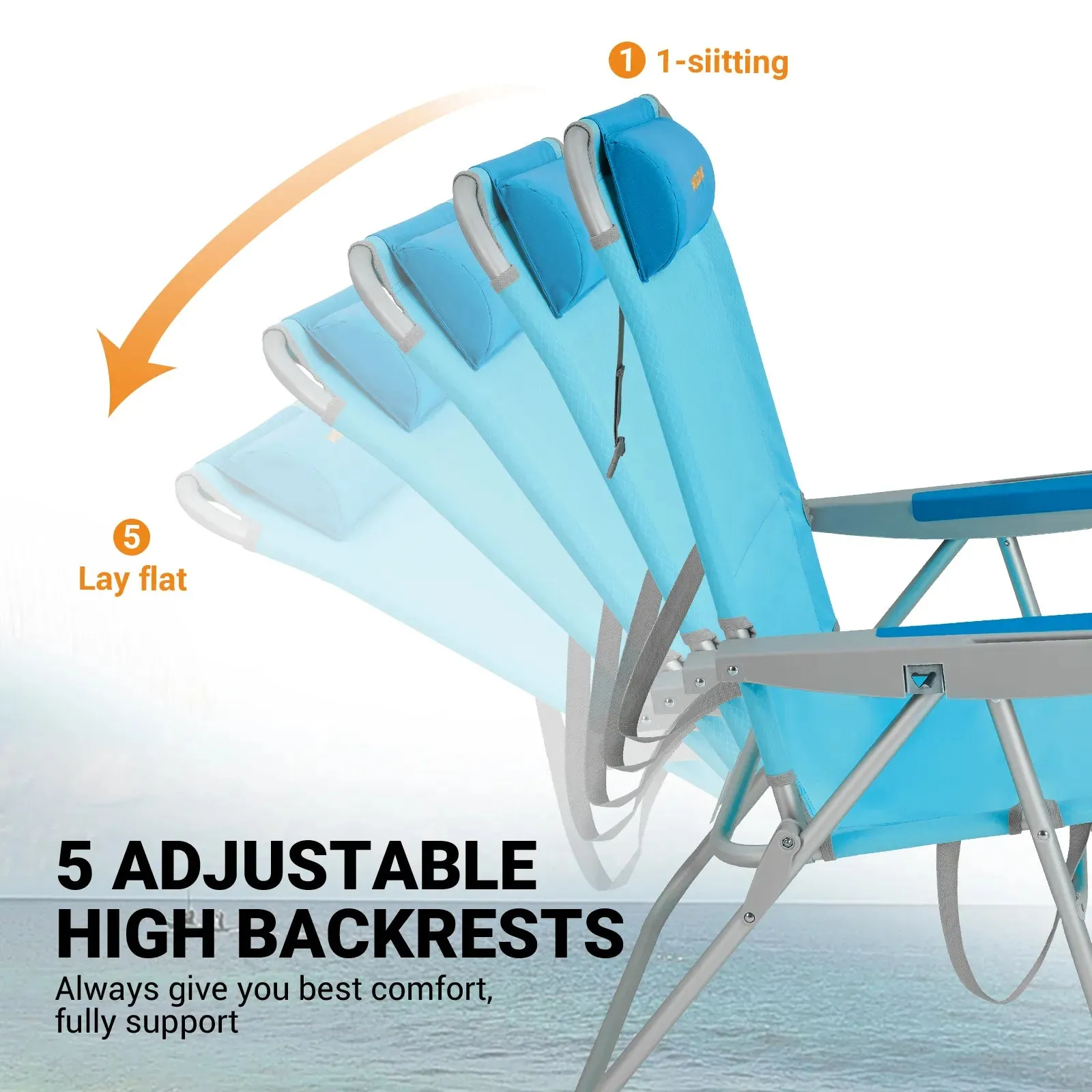 WEJOY Adjustable Beach Chair H