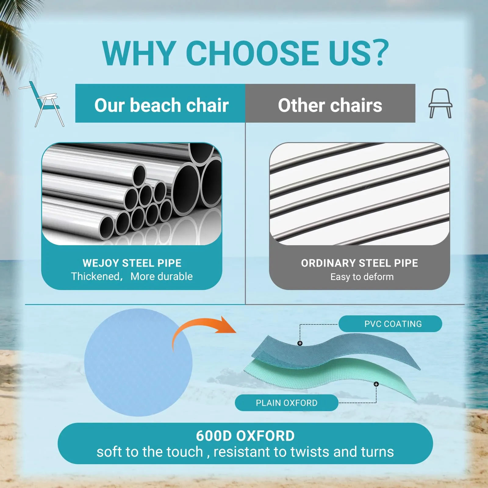 WEJOY Tall Beach Chair