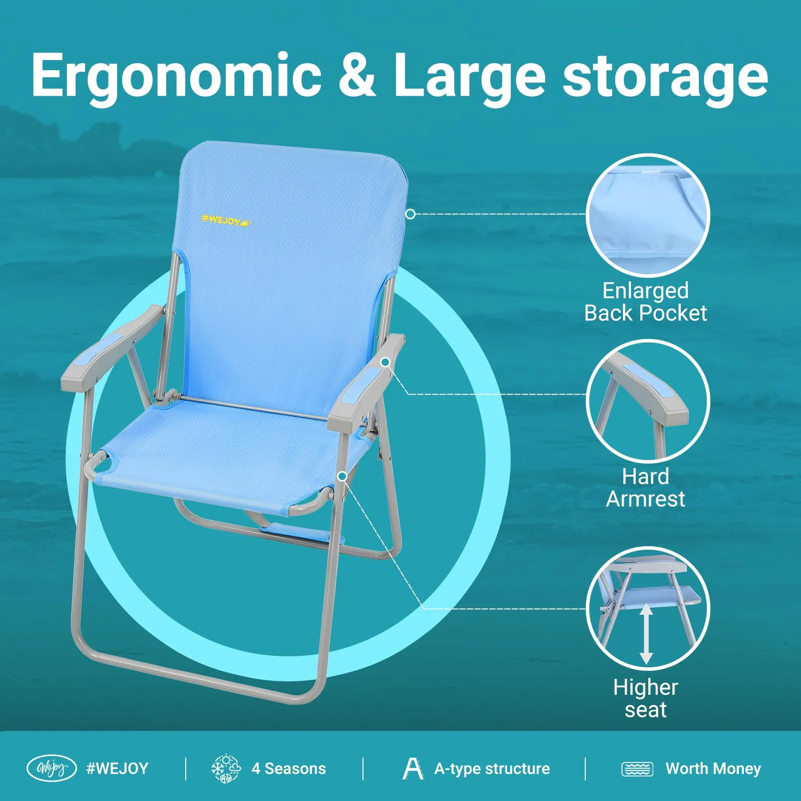 WEJOY Tall Beach Chair