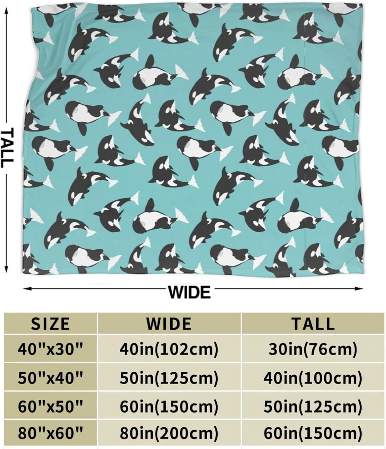 Whale Orca Soft Cozy Luxury Bed Blanket Microfiber Fleece Blanket All Season Lightweight Throw for The Bed… (M)