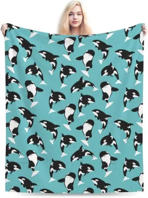 Whale Orca Soft Cozy Luxury Bed Blanket Microfiber Fleece Blanket All Season Lightweight Throw for The Bed… (M)