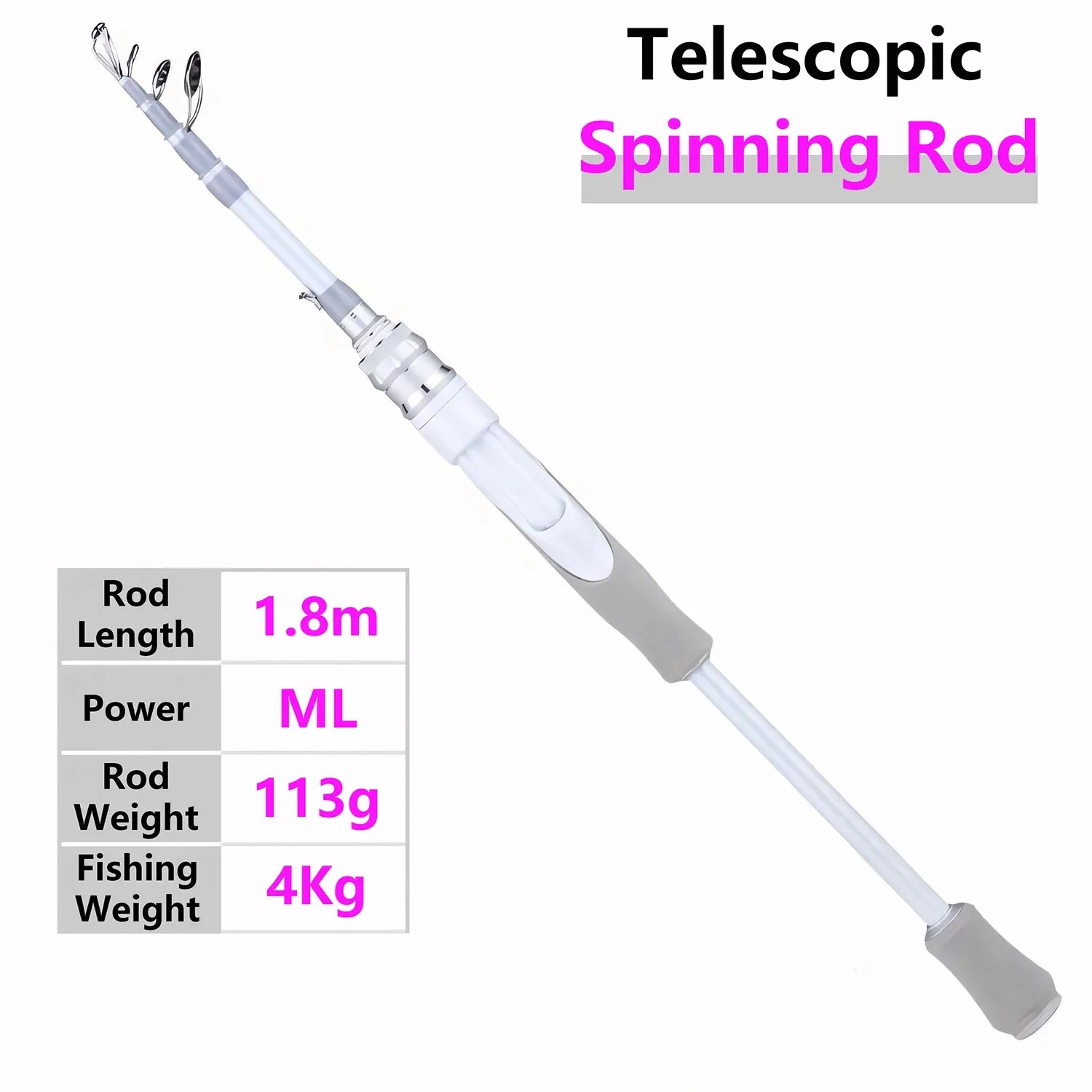 White Carbon Fiber Lure Fishing Rod,UL ML M Ultralight Spinning and Casting Rod,Trout,Bass,Carp Fishing Rod,Stream Fishing Pole