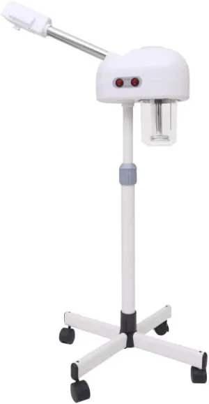 White Rolling Professional Ozone Facial Steamer with Hot Mist Function for Personal Home Salon Spa Skin Cleaning