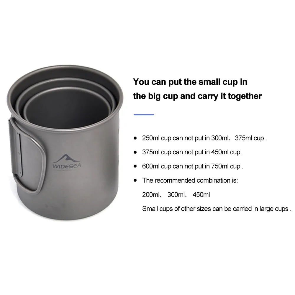 WIDESEA Titanium Camping Mug – 600ml Lightweight Cup for Outdoor Hiking & Travel