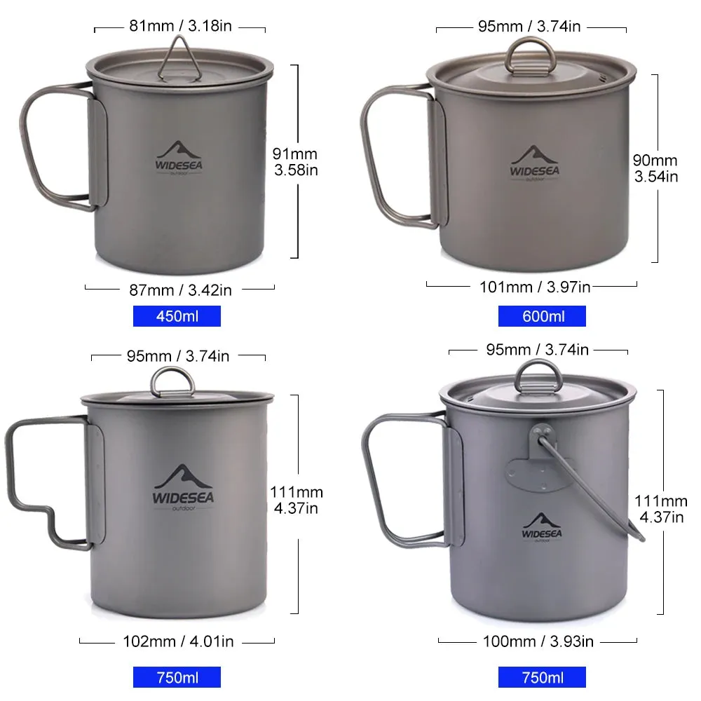 WIDESEA Titanium Camping Mug – 600ml Lightweight Cup for Outdoor Hiking & Travel