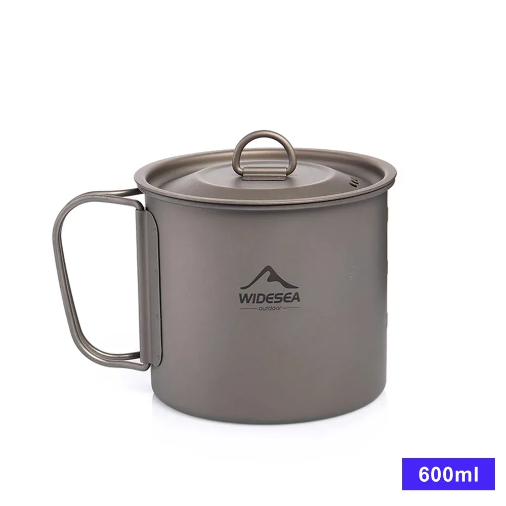 WIDESEA Titanium Camping Mug – 600ml Lightweight Cup for Outdoor Hiking & Travel