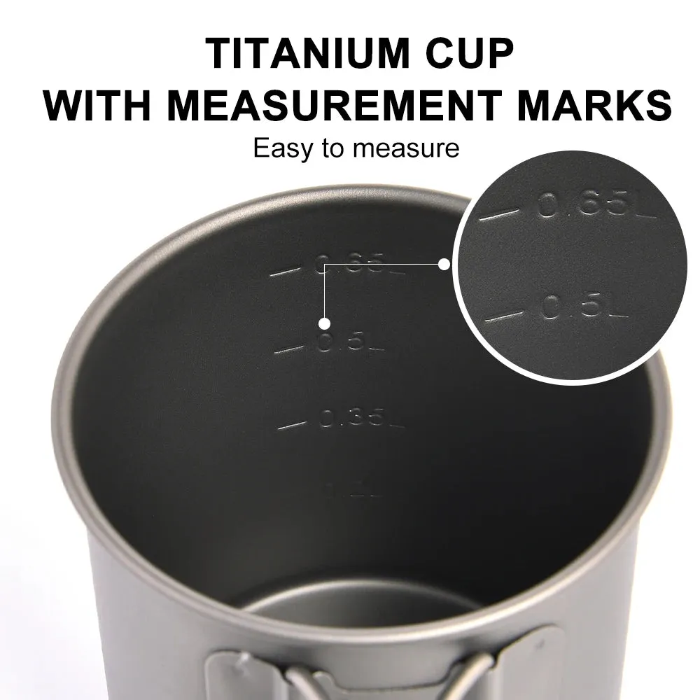 WIDESEA Titanium Camping Mug – 600ml Lightweight Cup for Outdoor Hiking & Travel