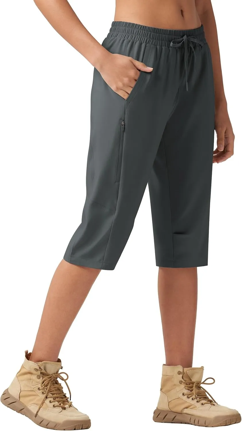 Willit Womens 15" Long Shorts Below Knee Length Capri Hiking Cargo Lightweight Quick Dry Water Resistant Zipper Pocket