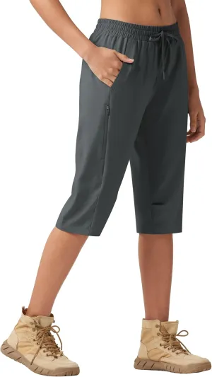 Willit Womens 15" Long Shorts Below Knee Length Capri Hiking Cargo Lightweight Quick Dry Water Resistant Zipper Pocket