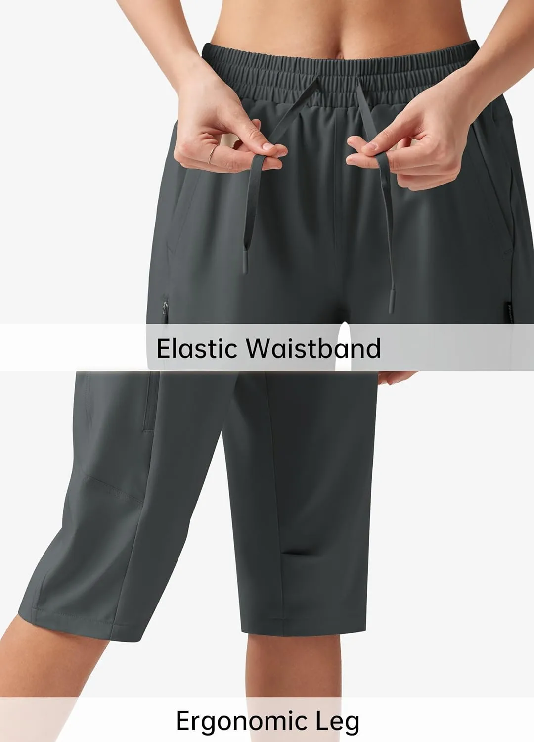 Willit Womens 15" Long Shorts Below Knee Length Capri Hiking Cargo Lightweight Quick Dry Water Resistant Zipper Pocket