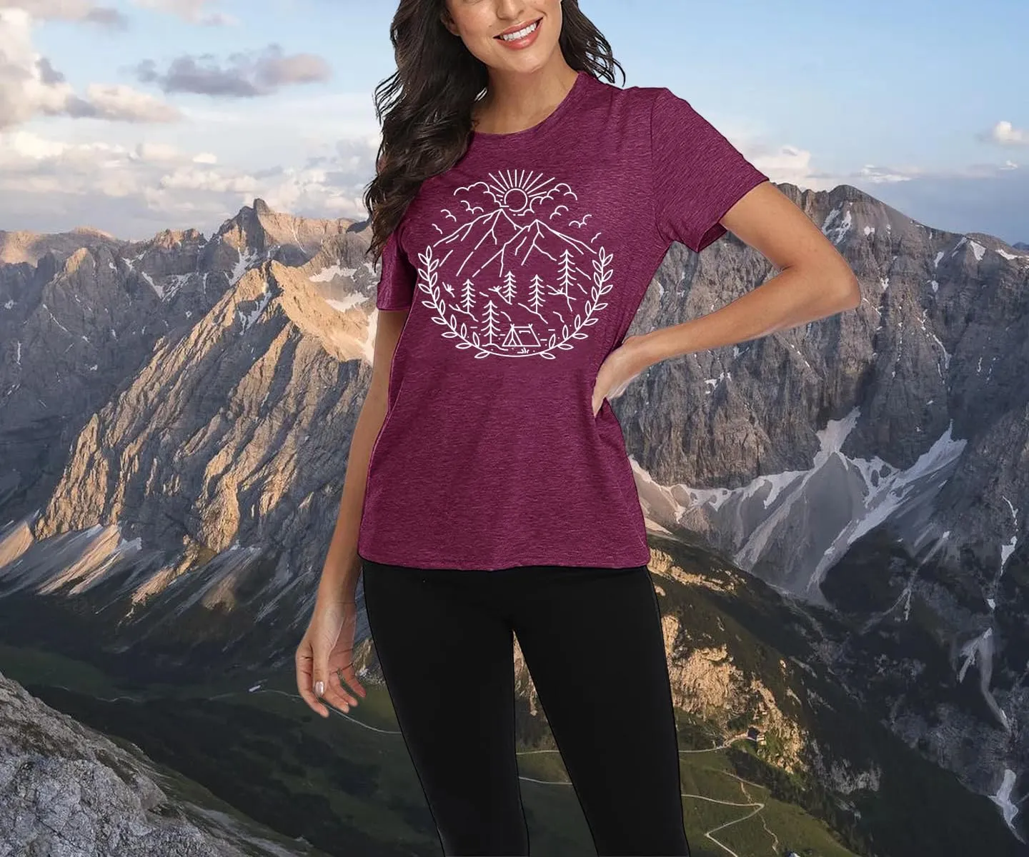 Women Hiking Camping Outdoor Tank Top Summer Mountain Nature Funny Graphic Print Round Neck Workout Athletic Sleeveless Tops