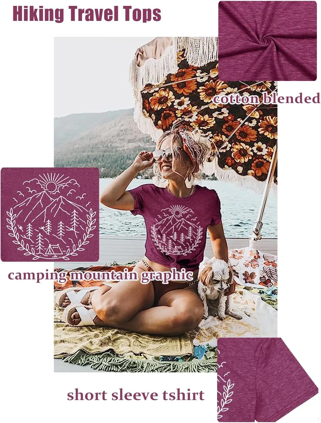 Women Hiking Camping Outdoor Tank Top Summer Mountain Nature Funny Graphic Print Round Neck Workout Athletic Sleeveless Tops