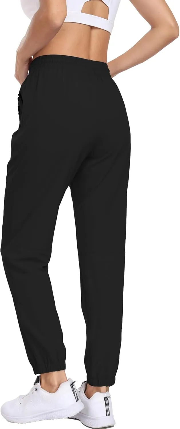 Women's Cargo Hiking Pants Lightweight Water-Resistant UPF 50  Quick Dry Elastic Waist Joggers with Zipper Pockets