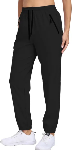 Women's Cargo Hiking Pants Lightweight Water-Resistant UPF 50  Quick Dry Elastic Waist Joggers with Zipper Pockets