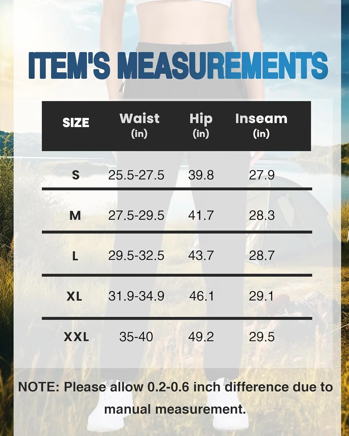Women's Cargo Hiking Pants Lightweight Water-Resistant UPF 50  Quick Dry Elastic Waist Joggers with Zipper Pockets