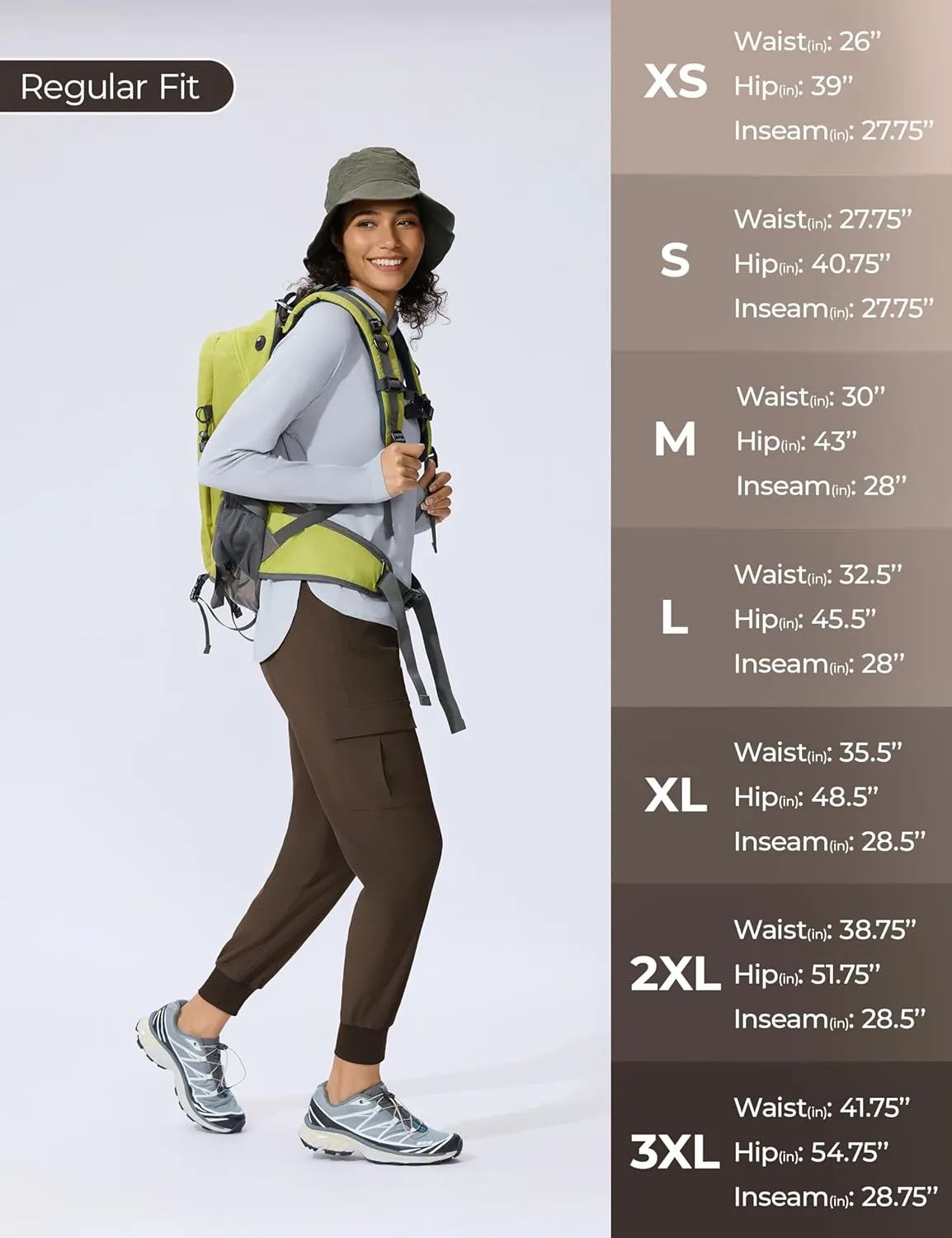 Women's Cargo Joggers Lightweight Hiking Jogger Pants Zipper Pockets Travel Athletic UPF 50 