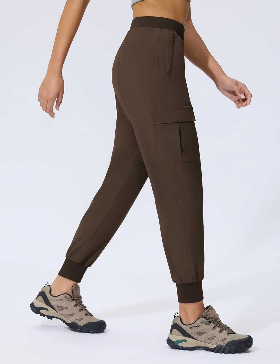 Women's Cargo Joggers Lightweight Hiking Jogger Pants Zipper Pockets Travel Athletic UPF 50 