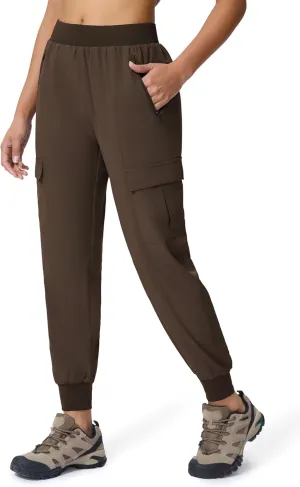 Women's Cargo Joggers Lightweight Hiking Jogger Pants Zipper Pockets Travel Athletic UPF 50 