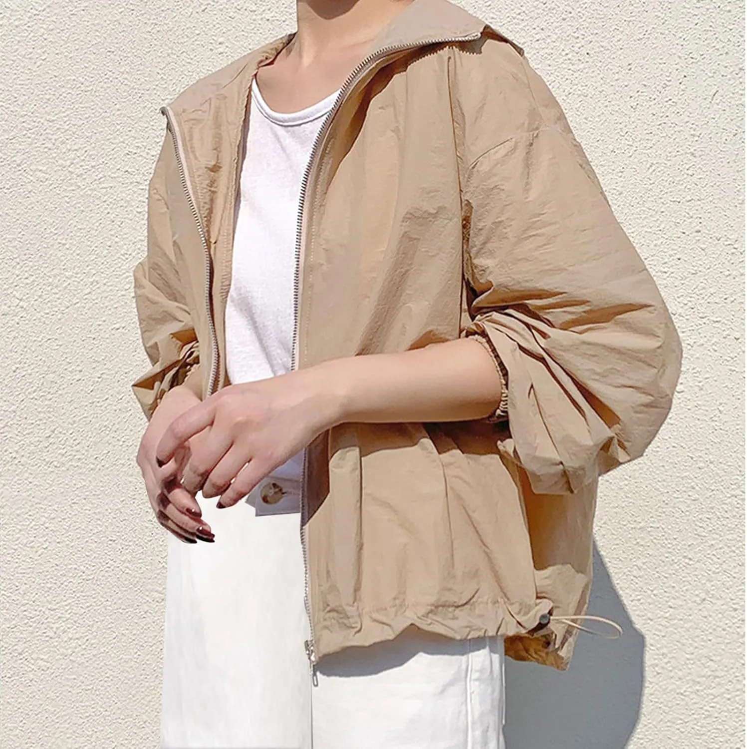 Women's Lightweight Sun Protection Jacket Hooded Long Sleeve UV Shirt Comforable for Yoga Running Hiking Fishing