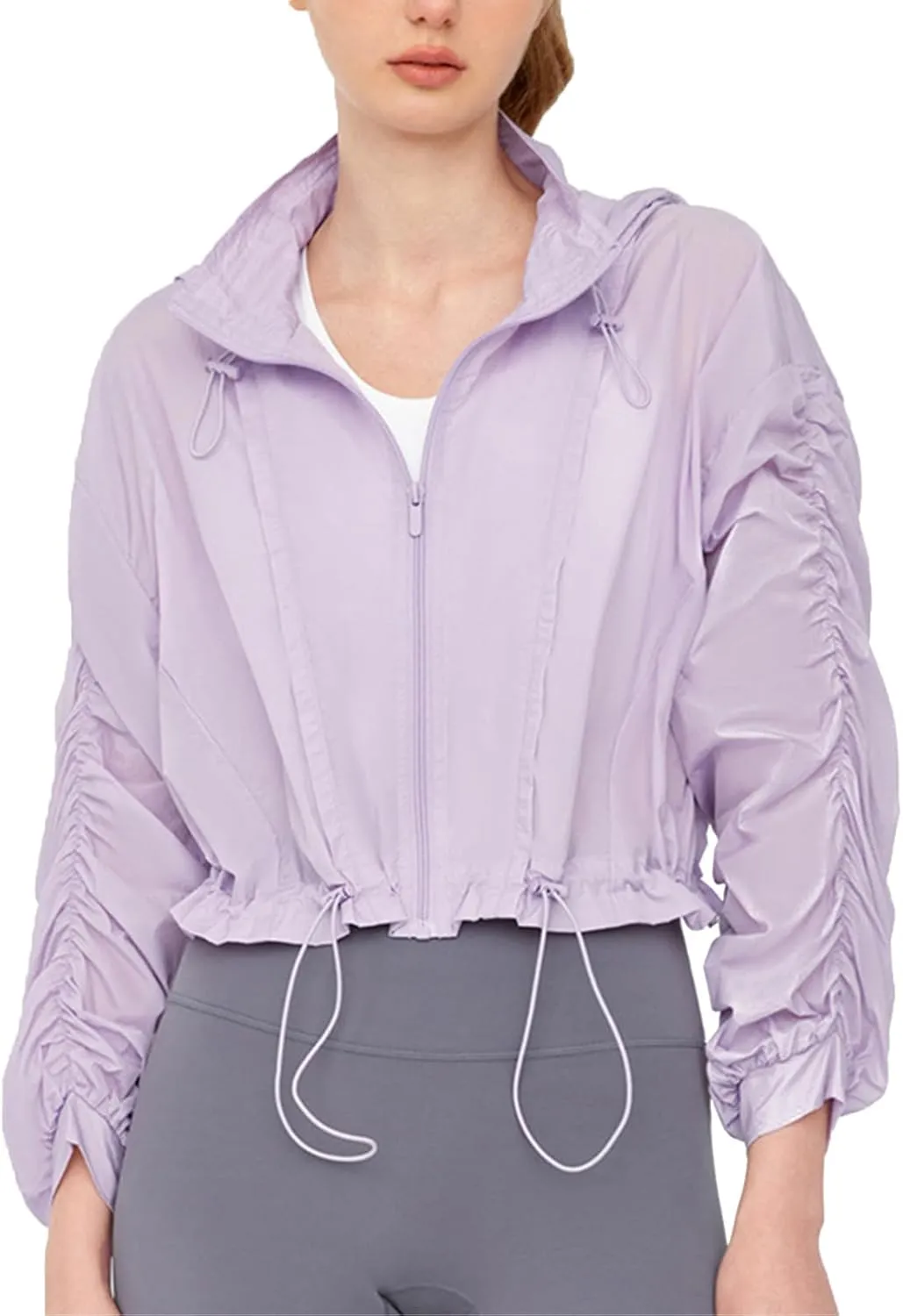 Women's UPF 50  Sun Protection UV Jacket Full Zip Lightweight Jacket Athletic Workout Hoodie for Running Outdoor Workout