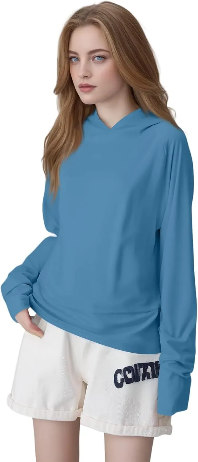 Women's UPF 50  Sun Shirt- with Hoodie Long Sleeve UV Protection Shirts Lightweight Hiking Fishing Hoodie for Women