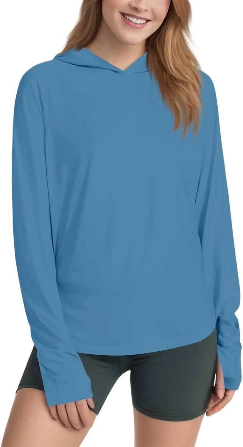Women's UPF 50  Sun Shirt- with Hoodie Long Sleeve UV Protection Shirts Lightweight Hiking Fishing Hoodie for Women