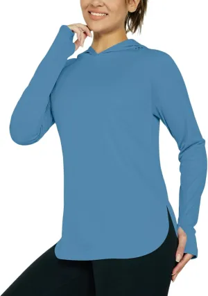 Women's UPF 50  Sun Shirt- with Hoodie Long Sleeve UV Protection Shirts Lightweight Hiking Fishing Hoodie for Women