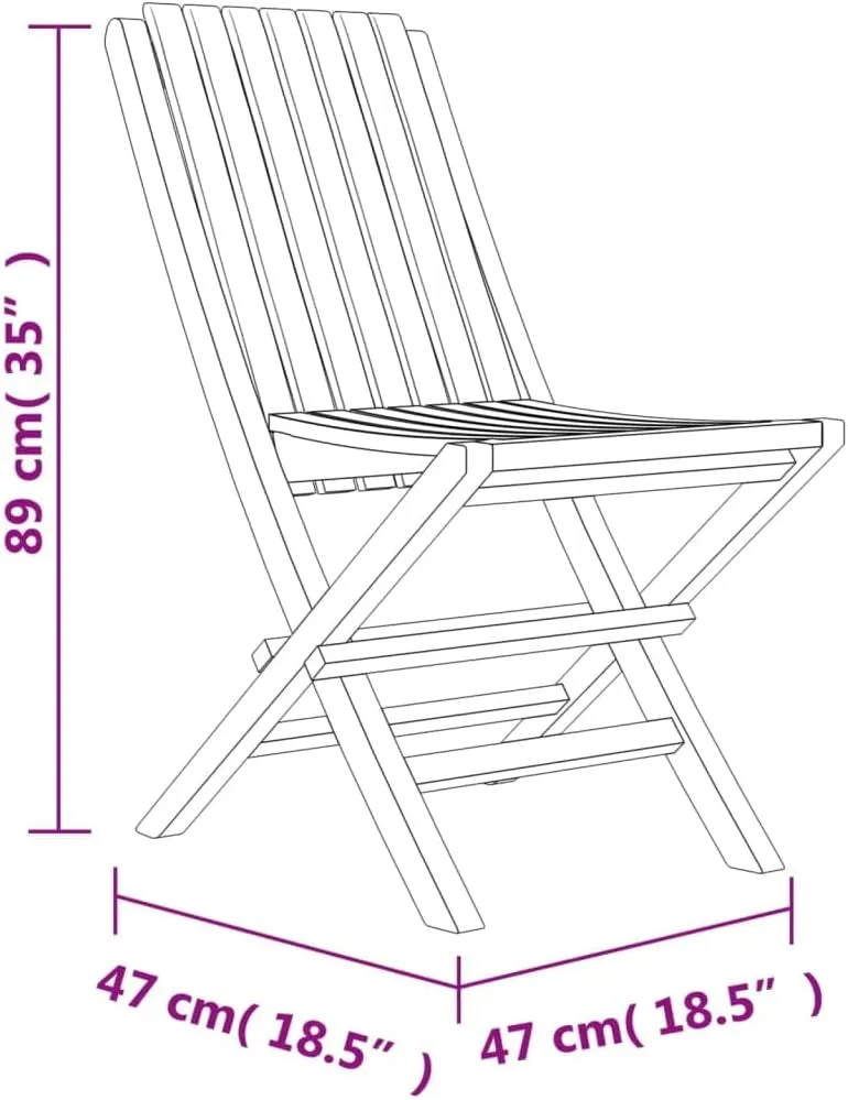 Wooden Folding Patio Chairs 8 pcs 18.5"x18.5"x35" Solid Teak Outdoor Dining Chairs Comfortable Garden Lounge Chairs Folding Garden Furniture