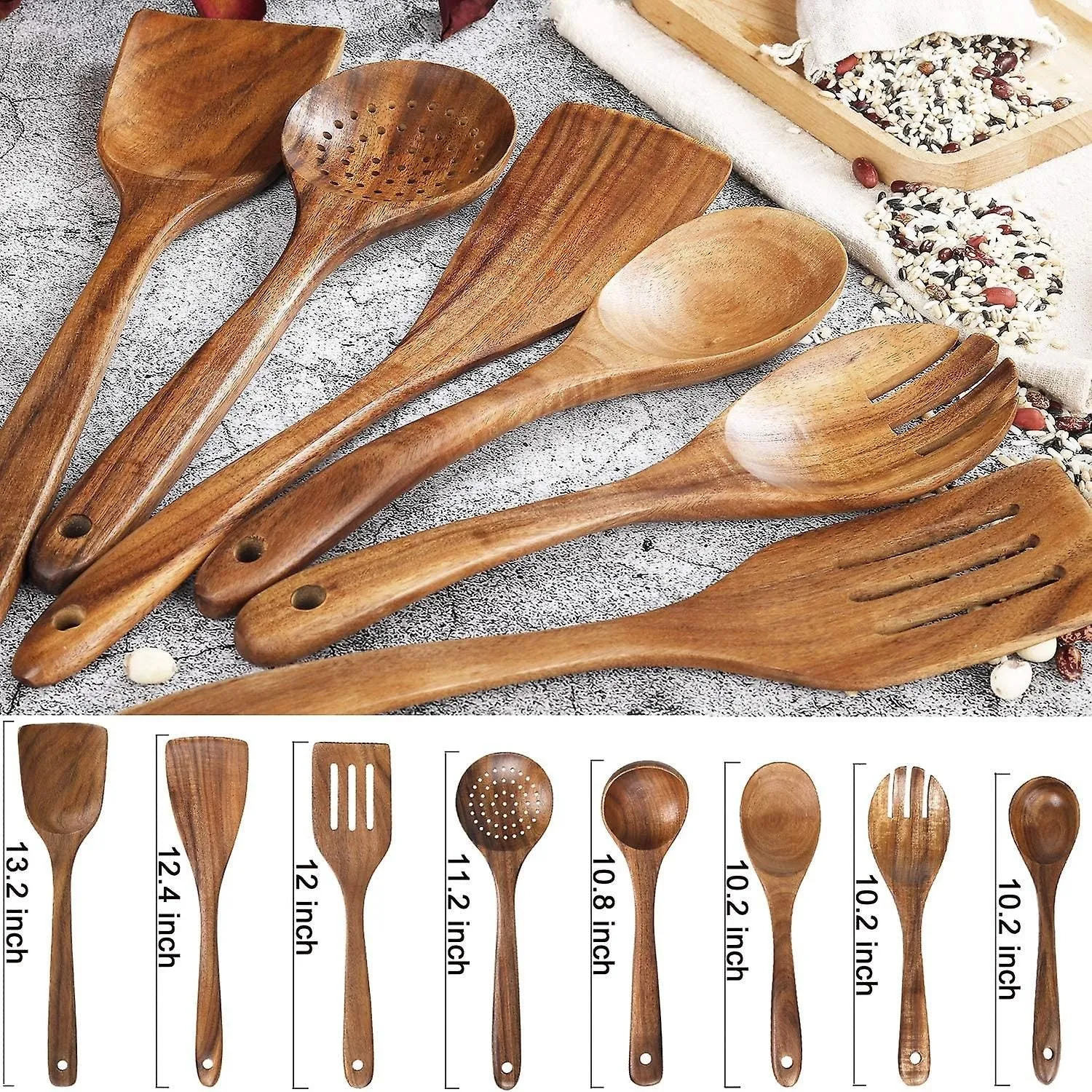 Wooden Spoons For Cookingnonstick Kitchen Utensil Setwooden Spoons Cooking Ute