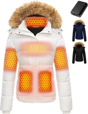 Wulcea Graphene Heated Jacket For Women 12V 18400mAh Fast Charge With Large Capacity