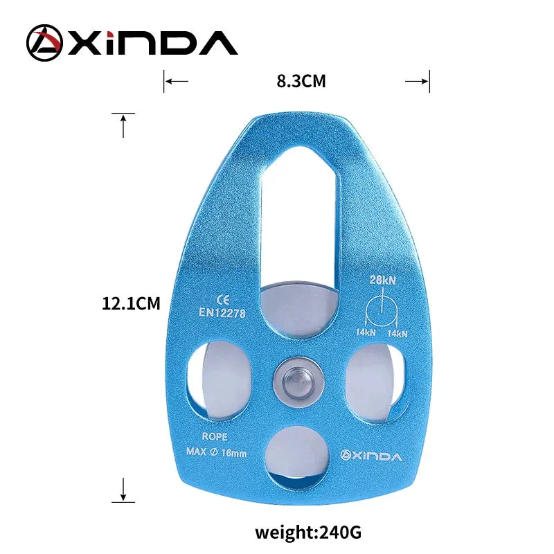 XINDA Professional  Pulley Gear Mountaineering Rock Climbing Rescue High Altitude Carriage Rescue Pulley Sheave with Swing Plate