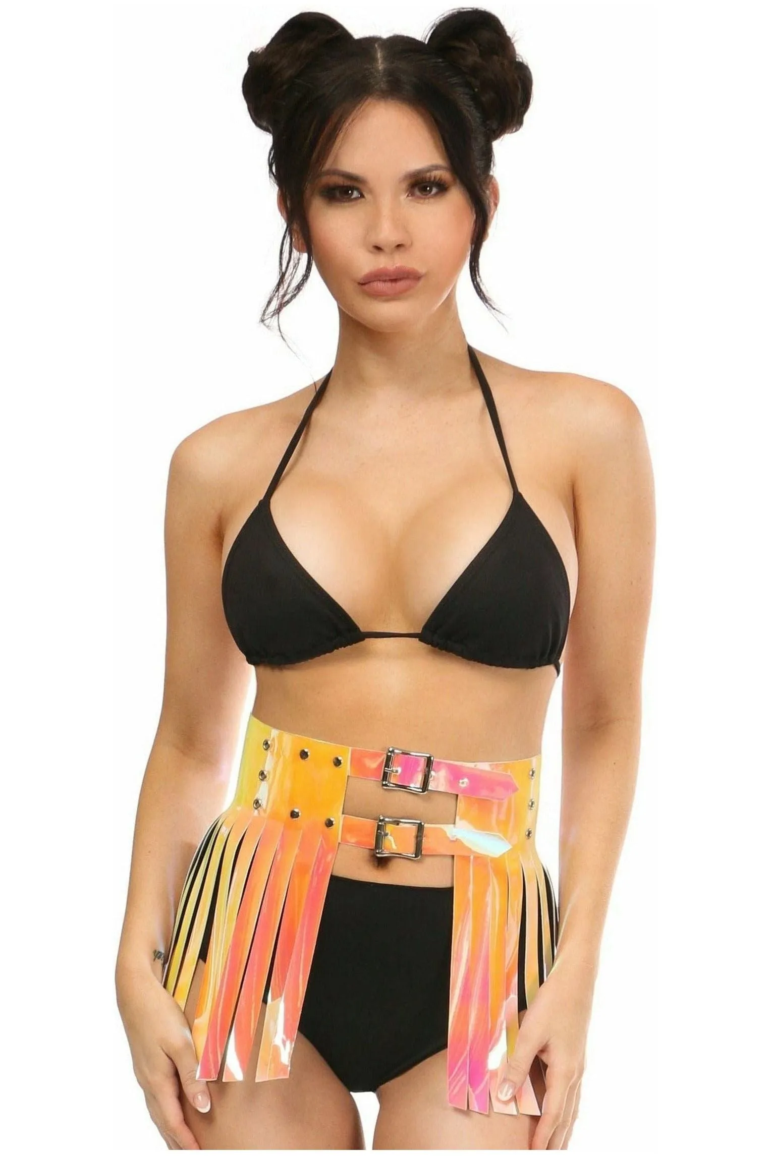 Yellow/Pink Holo Fringe Skirt