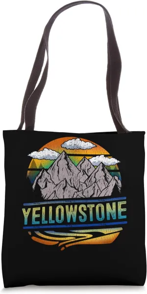 Yellowstone National Park Hiking Camping Travel Retro Tote Bag