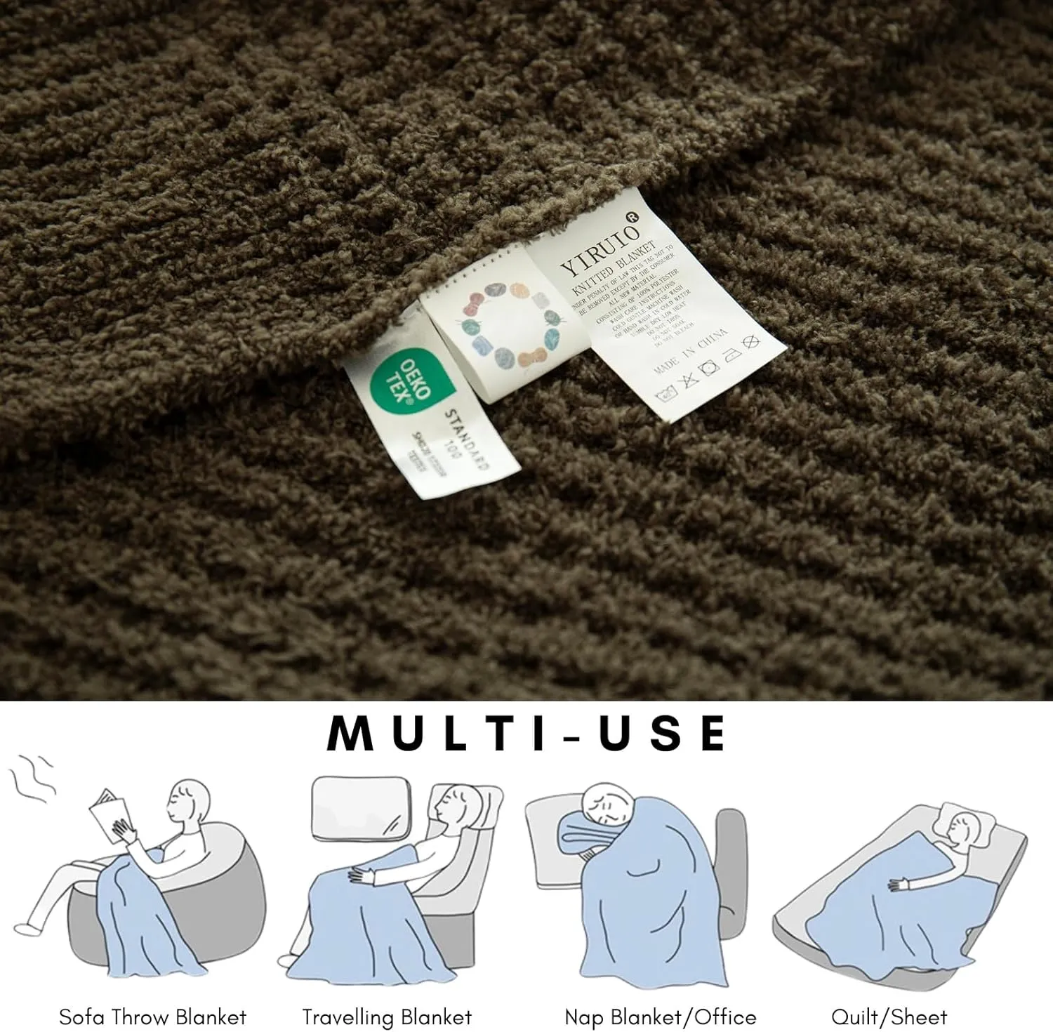YIRUIO Microfiber Waffle Throw Blanket Weave Knit Super Soft Ultra Cozy Fuzzy Fluffy Warm for Living Room Bedroom Bedding Farmhouse (Army Green, 51'' x 63'')